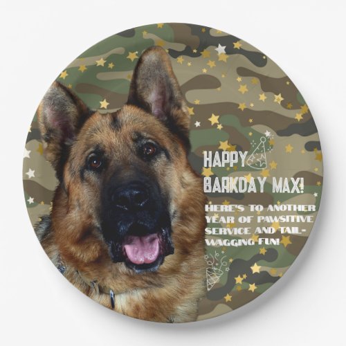 Personalized German Shepherd Service Dog Birthday  Paper Plates