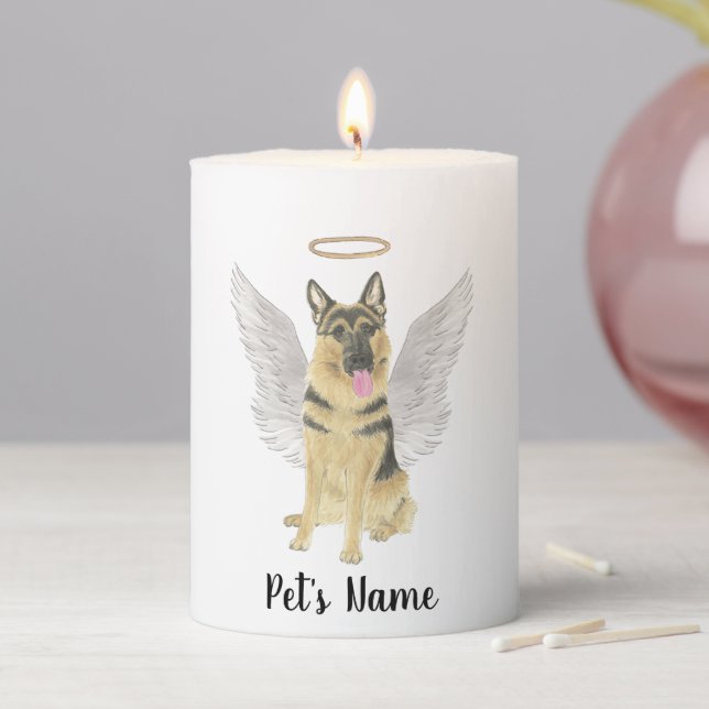 Personalized German Shepherd Sympathy Bereavement Pillar Candle (In Situ)