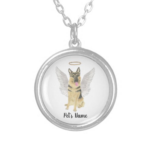 Personalized German Shepherd Sympathy Bereavement Silver Plated Necklace