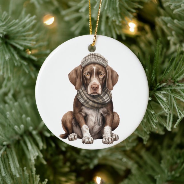 Personalized German Shorthaired Pointer Dog Art Ce Ceramic Ornament (Tree)