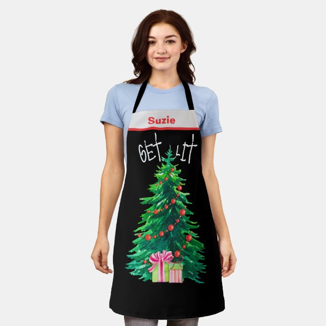 Personalized "Get Lit" Chef Apron - Funny Baker Gi (Worn)