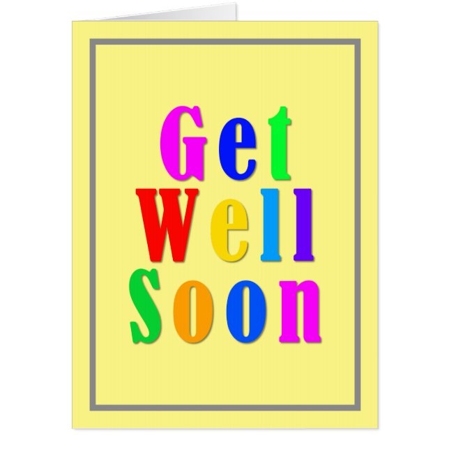 Personalized Get Well Soon Colorful Typography Card (Front)