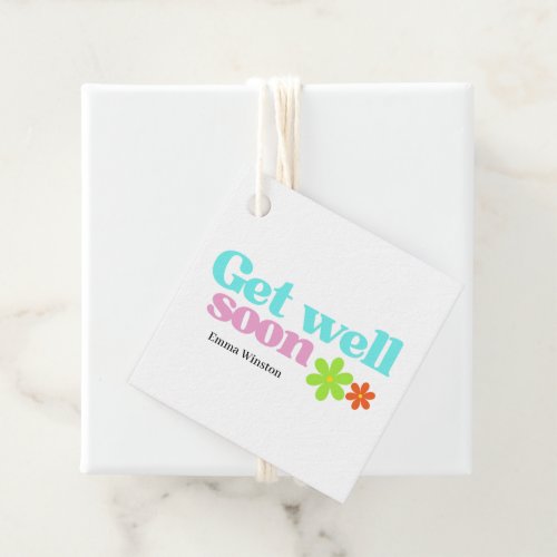 Personalized get well soon message floral white favor tags