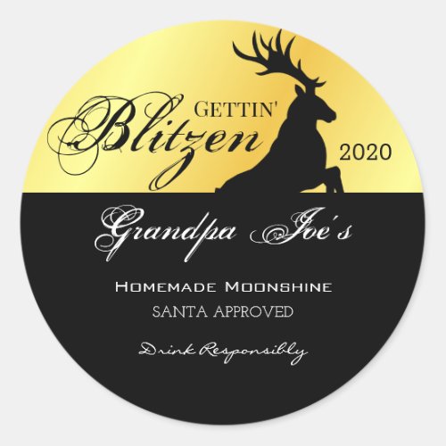 Personalized Gettin Blitzen Holiday Moonshine  C Classic Round Sticker