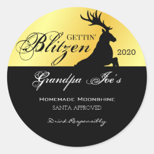 Personalized "Gettin Blitzen" Holiday Moonshine C Classic Round Sticker