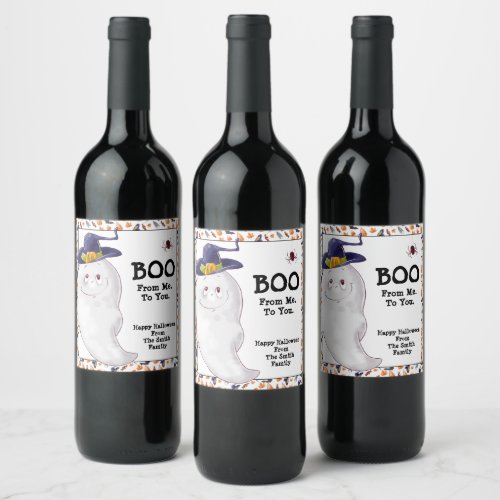 Personalized Ghost Happy Halloween  Wine Label
