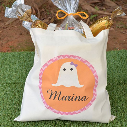 Personalized Ghostly Halloween Tote (Front)