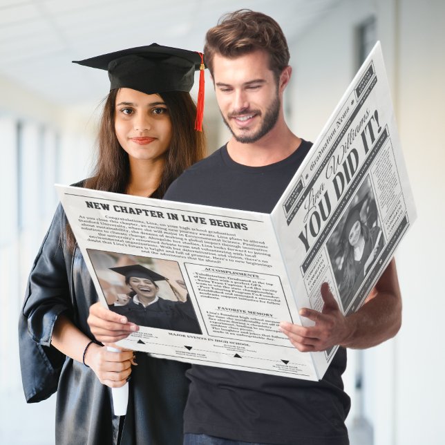  Personalized Giant Graduation Announcement Card (2025 Graduation Newspaper Photo Prop | Customizable Vintage-Style Keepsake | Personalized Giant Grad)