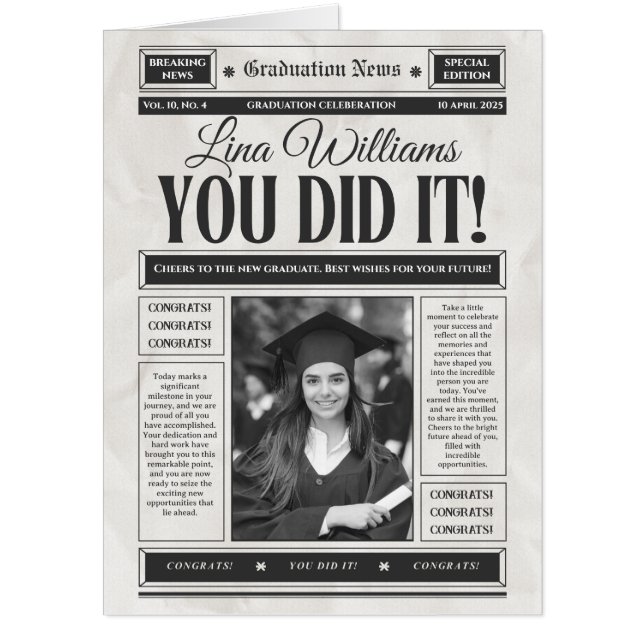  Personalized Giant Graduation Announcement Card (Front)