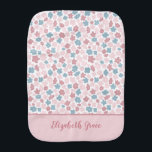 Personalized Gift Baby Girl Pink Blue Floral Boho  Baby Burp Cloth<br><div class="desc">Monogram/personalize this pink blue white floral baby burp cloth. Add her name to make it special.</div>