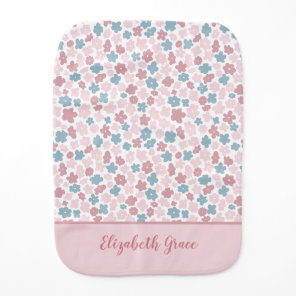 Personalized Gift Baby Girl Pink Blue Floral Boho  Burp Cloth