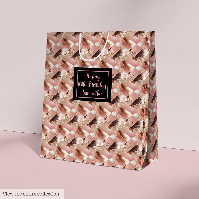 Personalized Gift Bag Rose Gold and Black Wrap (Personalized Gift Bag Rose Gold and Black Wrap)