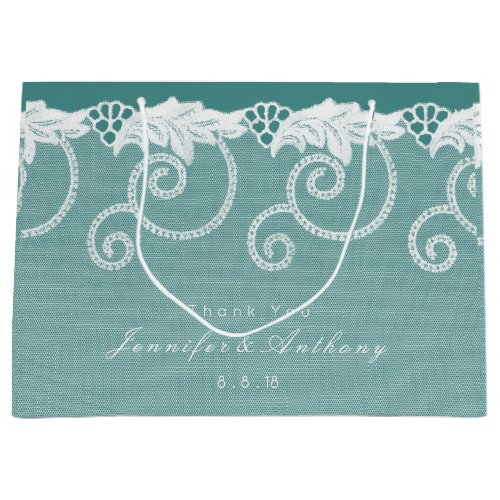 Personalized Gift Bag Teal Green Royal Lace