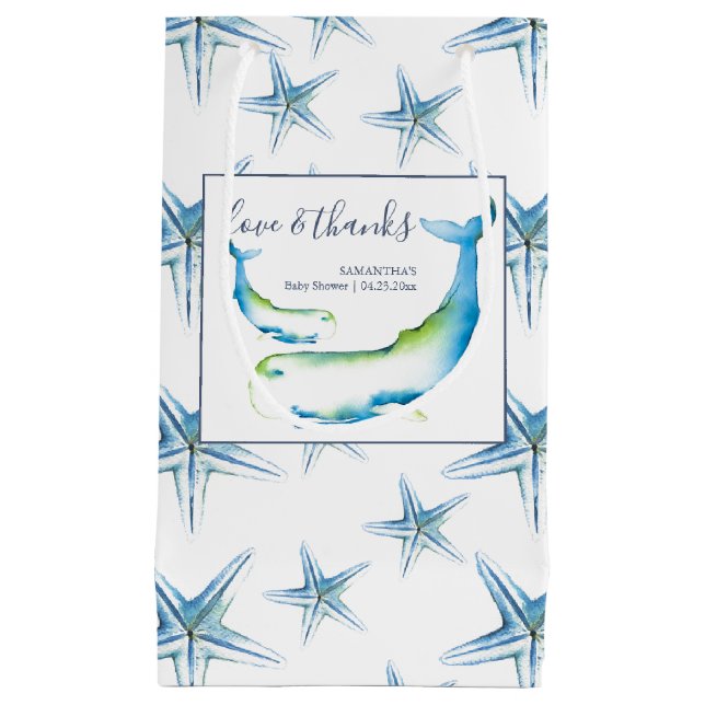 Personalized Gift Bags Unique Whale Baby Shower (Front)