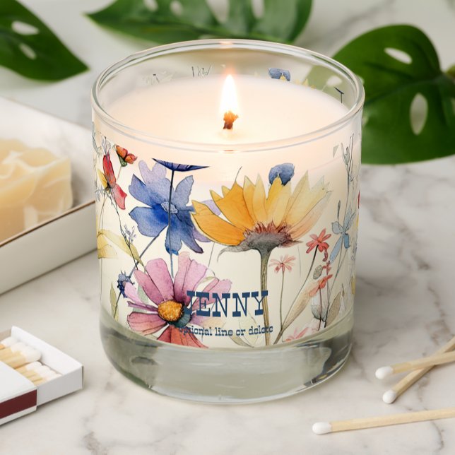 Personalized Gift Boho Wildflowers Scented Candle (Creator Uploaded)