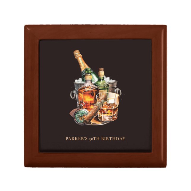 Personalized Gift Cigar and Whisky Men's Birthday Gift Box (Front)