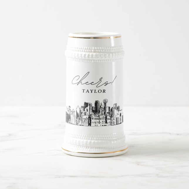 Personalized Gift Dallas Skyline Beer Stein (Center)