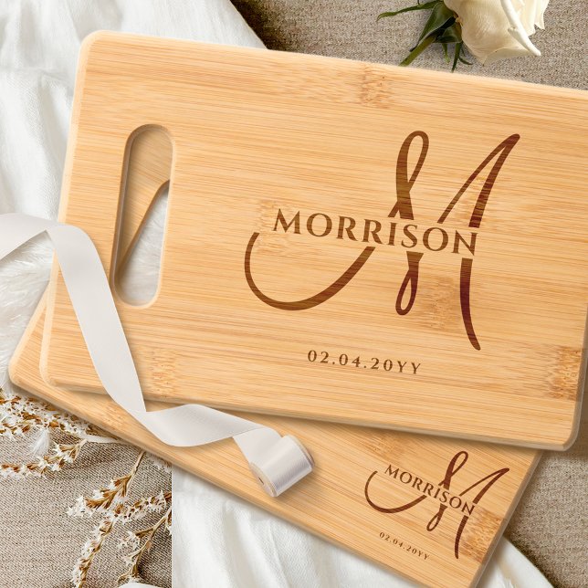 Personalized Gift Family Name Monogram Charcuterie Engraved Cutting Board (Creator Uploaded)
