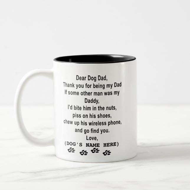 Personalized Gift Fathers day - Gift for Dog Dad Two-Tone Coffee Mug (Left)