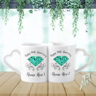 Personalized, Gift for 38th Wedding Anniversary, Coffee Mug Set