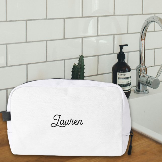 Personalized Gift for Bridesmaid Squad | White Dopp Kit (Creator Uploaded)