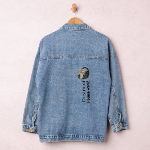 Personalized Gift for Cat Lovers  Sleepy Cat  Denim Jacket