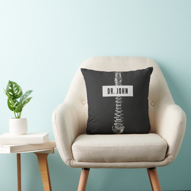 Personalized Gift for Chiropractor, Spine Doctor Throw Pillow (Chair)
