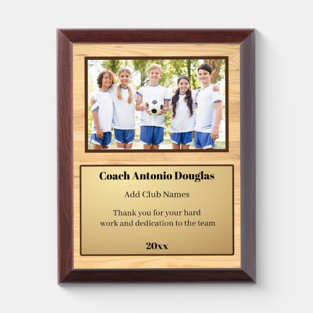 Personalized Gift for Coach with Team Picture Award Plaque (Vertical)