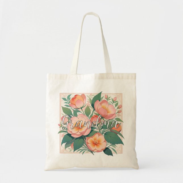 Personalized Gift For Grandma, Canvas Grandma Tote Bag (Front)