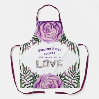 Personalized Gift For Grandma - Purple Floral Love Apron