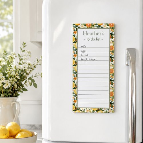 Personalized Gift for Her Citrus Bloom To-Do List Magnetic Notepad