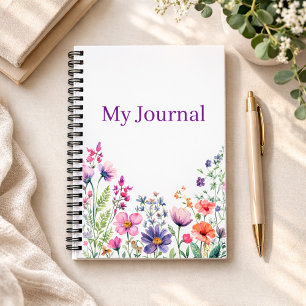 Personalized Gift for Her Wildflower  Notebook