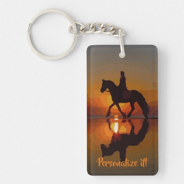 Personalized Gift for Horse Lover.Horseback Riding Keychain (Front)
