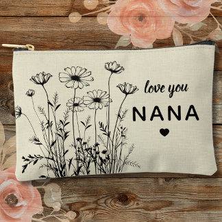 Personalized Gift For Nana Floral Wildflowers Accessory Pouch