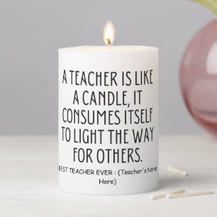 Personalized gift for teacher pillar candle