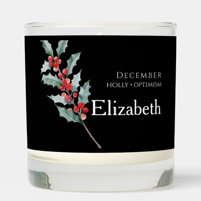 Personalized Gift For Women December Birth Flower Scented Candle (Front)