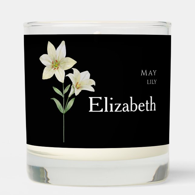 Personalized Gift For Women May Birth Flower Scented Candle (Front)