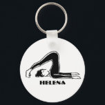 Personalized Gift for Yoga Pilates Lovers Keychain<br><div class="desc">Female Yogini Practicing Yoga Pose HALASANA hand-drawn design. Personalized ( add name or other text) Gift for Yoga Pilates Lovers.</div>