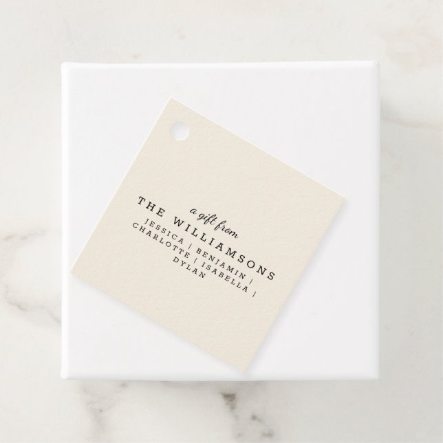 Personalized Gift From Modern Elegant Ivory Cream Favor Tags (In Situ)