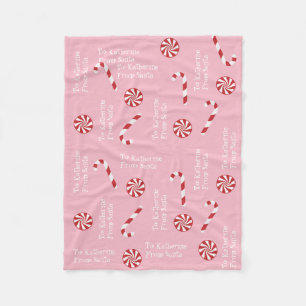 Personalized Gift From Santa Christmas Candy Pink Fleece Blanket