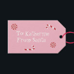 Personalized Gift From Santa Christmas Candy Pink Gift Tags<br><div class="desc">Personalized gift from Santa in pink,  red and white.</div>