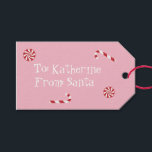 Personalized Gift From Santa Christmas Candy Pink Gift Tags<br><div class="desc">Personalized gift from Santa in pink,  red and white.</div>