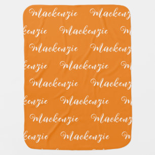 Personalized Gift Girl Kids Custom Name Orange Baby Blanket