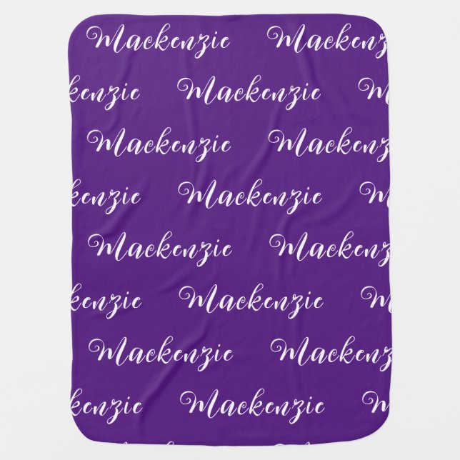 Personalized Gift Girl Kids Custom Name Purple Baby Blanket (Front)