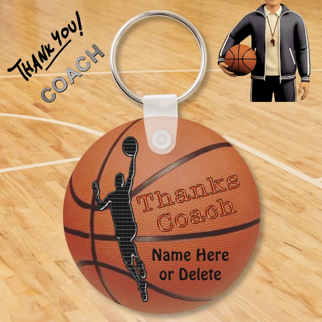 Personalized Gift Ideas for Basketball Coach Keychain (Cheap basketball coach gifts. Thank you basketball coach. Boys basketball coach gift ideas. Keychain)