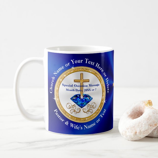 Personalized, Gift Ideas for Pastor and Wife Coffee Mug (With Donut)