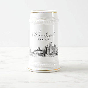 Personalized Gift Miami Skyline Sketch Beer Stein