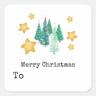 Personalized Gift Name - Christmas Tree Square Sticker