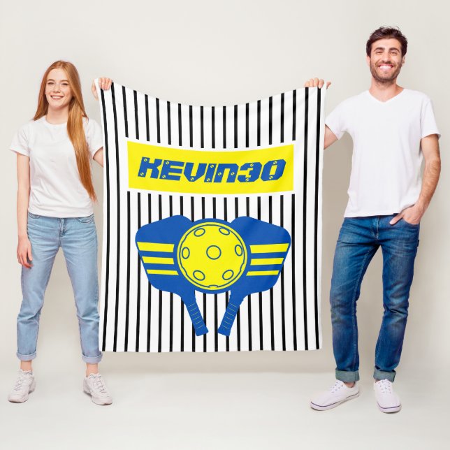 Personalized gift Pickleball player number Blue Fleece Blanket (In Situ)