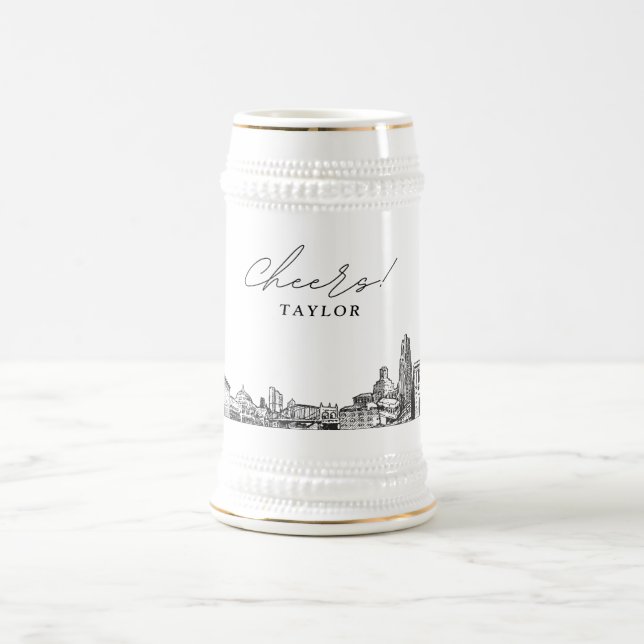 Personalized Gift Pittsburgh Skyline Beer Stein (Center)